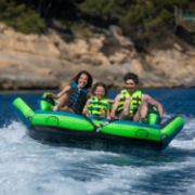 Crew Demonstrating The Compact Footprint And Easy Storage Of The Jobe Sports Binar 3 Towable Tube Towable Inflatable