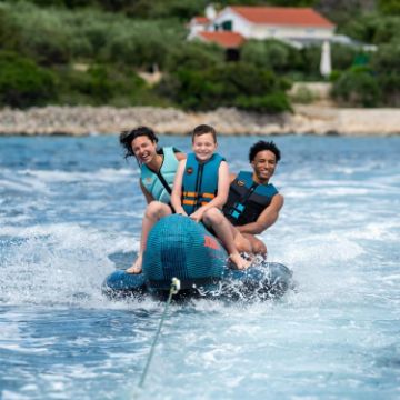 Close-Up Of The Premium Yacht Grade Features Of The Jobe Sports Chaser 3 Towable Tube Towable Inflatable