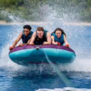 Close-Up Of The Premium Yacht Grade Features Of The Jobe Sports Droplet 3 Towable Tube Towable Inflatable