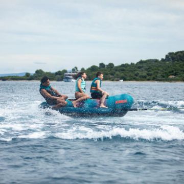 The Jobe Sports Chaser 3 Towable Tube Towable Inflatable Arranged On A Superyacht Beach Club Platform
