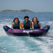 The Jobe Sports Scout 3 Towable Tube Towable Inflatable Arranged On A Superyacht Beach Club Platform