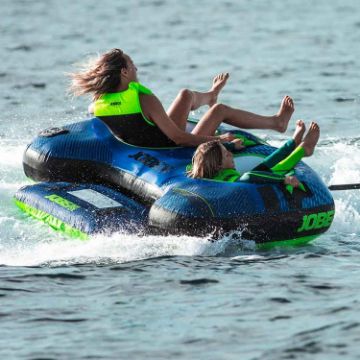 Yacht Crews Quickly And Easily Deploying The Premium Ridge 2 Towable Tube Towable Inflatable From The Swim Platform