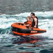 Detailed Close-Up Of The Heavy-Duty Marine Grade Materials And Construction Of The Jobe Sports Tribal 2 Towable Tube Towable Inflatable