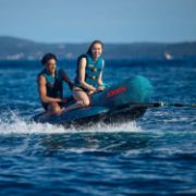 The Jobe Sports Chaser 2 Towable Tube Towable Inflatable Arranged On A Superyacht Beach Club Platform