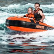 The Jobe Sports Tribal 2 Towable Tube Towable Inflatable Arranged On A Superyacht Beach Club Platform