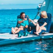 Detailed Close-Up Of The Heavy-Duty Marine Grade Materials And Construction Of The Jobe Sports Chair Towel Midnight Blue Lounger