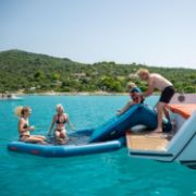 The Jobe Sports Infinity Water Hammock Platform Arranged On A Superyacht Beach Club Platform