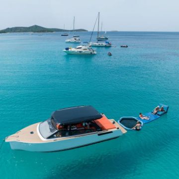 Profile View Showing The Sleek Engineering And Premium Design Of The Jobe Sports Infinity Water Hammock Platform