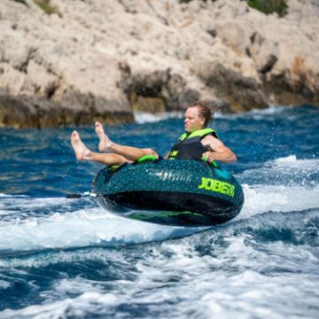 Close-Up Of The Premium Yacht Grade Features Of The Jobe Sports Hotseat 1 Towable Tube Towable Inflatable