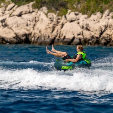 Crew Demonstrating The Compact Footprint And Easy Storage Of The Jobe Sports Hotseat 1 Towable Tube Towable Inflatable