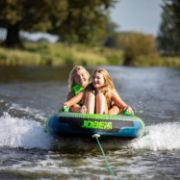 Crew Demonstrating The Compact Footprint And Easy Storage Of The Jobe Sports Trooper Towable Tube Towable Inflatable