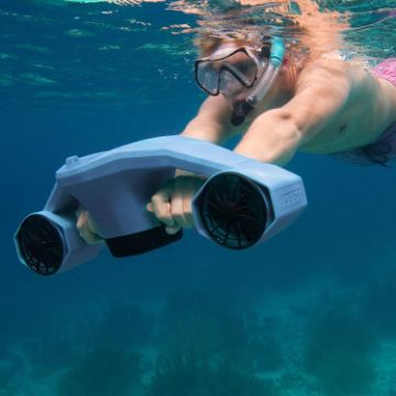 The Jobe Sports Seascooter Pro Water Sled Arranged On A Superyacht Beach Club Platform