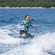 The Jobe Sports Slash Kneeboard Arranged On A Superyacht Beach Club Platform