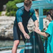 Detailed Close-Up Of The Heavy-Duty Marine Grade Materials And Construction Of The Jobe Sports Perth 3/2Mm Shorty Wetsuit