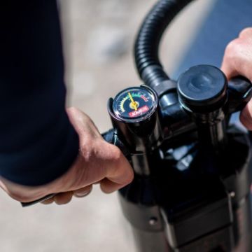 Close-Up Of The Premium Yacht Grade Features Of The Jobe Sports Triple Action Sup Pump