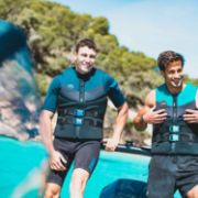 The Jobe Sports Premier Vest Bundle Buoyancy Aid Bundle Arranged On A Superyacht Beach Club Platform
