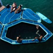 Crew Demonstrating The Compact Footprint And Easy Storage Of The Yacht Toys Oasis Collection Mexico Platform Set