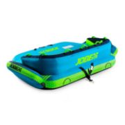 Guests Enjoying The Jobe Sports Binar Towable 4 Towable Tube On The Ocean, Ride Seated Or Chariot Style. Super-Easy To Climb Back Into. Fast Inflate And Connect. 3 Year Warranty.