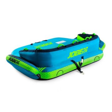 Guests Enjoying The Jobe Sports Binar Towable 4 Towable Tube On The Ocean, Ride Seated Or Chariot Style. Super-Easy To Climb Back Into. Fast Inflate And Connect. 3 Year Warranty.