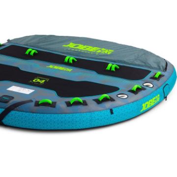 Guests Enjoying The Jobe Sports Compound Towable 4P On The Ocean, Ride Sofa Or Disc Style. Hours Of Fun. Super-Easy To Climb Back Into. Fast Inflate And Connect. 3 Year Warranty.