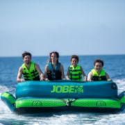 Crew Demonstrating The Compact Footprint And Easy Storage Of The Jobe Sports Binar Towable 4 Towable Tube Towable Inflatable