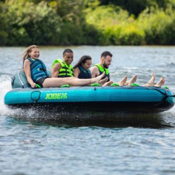 Detailed Close-Up Of The Heavy-Duty Marine Grade Materials And Construction Of The Jobe Sports Compound Towable 4P Towable Inflatable