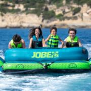 The Jobe Sports Binar Towable 4 Towable Tube Towable Inflatable Arranged On A Superyacht Beach Club Platform