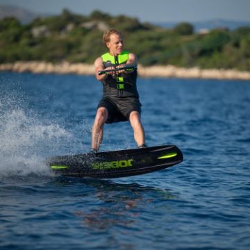 The Yacht Toys Core Vanity Wakeboard Bundle Arranged On A Superyacht Beach Club Platform