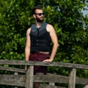 The Jobe Sports Unisex Neoprene Vest Buoyancy Aid Arranged On A Superyacht Beach Club Platform